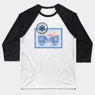 Vintage Stamp: Winter Gloves and Happy Holidays Baseball T-Shirt